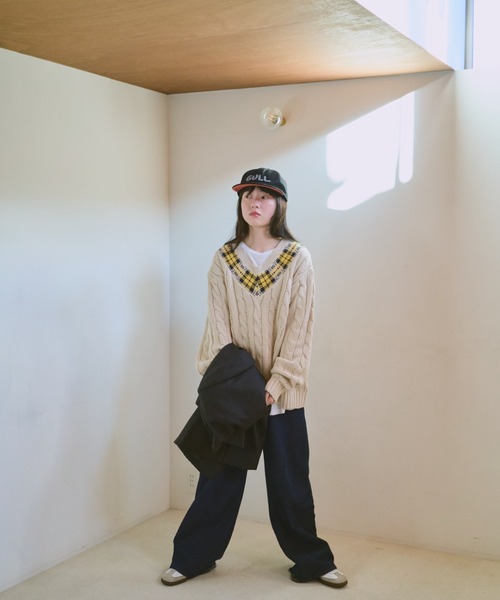 common gull products.（コモンガルプロダクツ）の「gull school knit（ニット/セーター・レディース・ネイビー/ボルドー/アイボリー・MEDIUM/LARGE）」の16枚目の写真