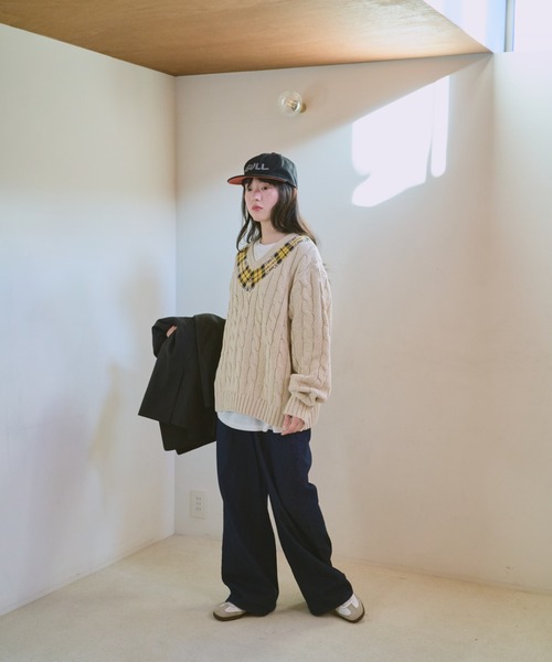 common gull products.（コモンガルプロダクツ）の「gull school knit（ニット/セーター・レディース・ネイビー/ボルドー/アイボリー・MEDIUM/LARGE）」の17枚目の写真