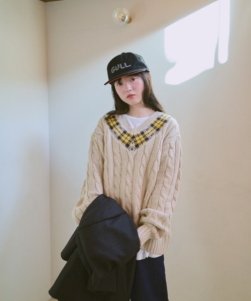 common gull products.（コモンガルプロダクツ）の「gull school knit（ニット/セーター・レディース・ネイビー/ボルドー/アイボリー・MEDIUM/LARGE）」の19枚目の写真
