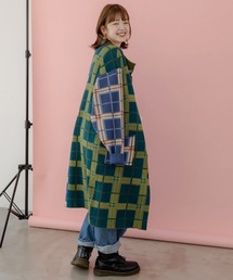 ScoLar | 143737:バイカラージャガード チェック柄ニットコート(その他アウター)
