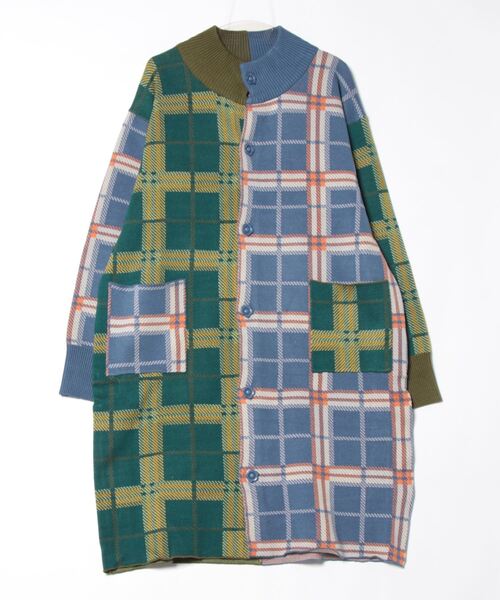 ScoLar（スカラー）の「143737：バイカラージャガード チェック柄ニットコート（その他アウター・レディース・パープル・M）」の18枚目の写真