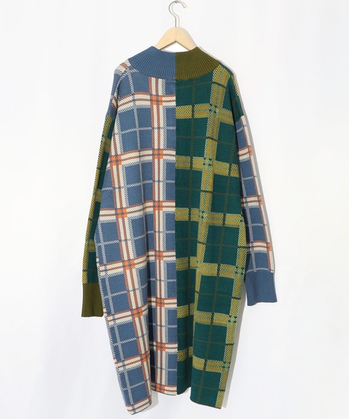 ScoLar（スカラー）の「143737：バイカラージャガード チェック柄ニットコート（その他アウター・レディース・パープル・M）」の12枚目の写真