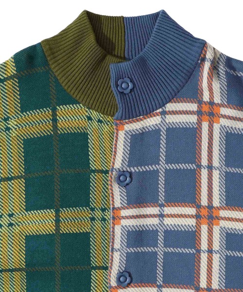 ScoLar（スカラー）の「143737：バイカラージャガード チェック柄ニットコート（その他アウター・レディース・パープル・M）」の14枚目の写真