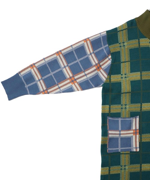 ScoLar（スカラー）の「143737：バイカラージャガード チェック柄ニットコート（その他アウター・レディース・パープル・M）」の15枚目の写真