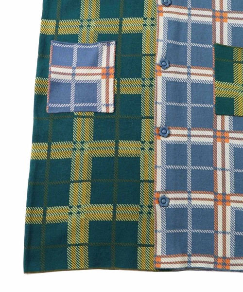 ScoLar（スカラー）の「143737：バイカラージャガード チェック柄ニットコート（その他アウター・レディース・パープル・M）」の16枚目の写真