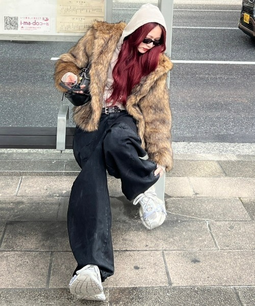 【Chikashitsu+】coating damage wide denim 受注制【Chikashitsu +】coating damage wide denim pants
