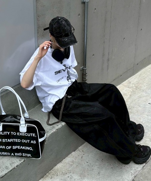 【Chikashitsu+】coating damage wide denim 受注制【Chikashitsu +】coating damage wide denim pants