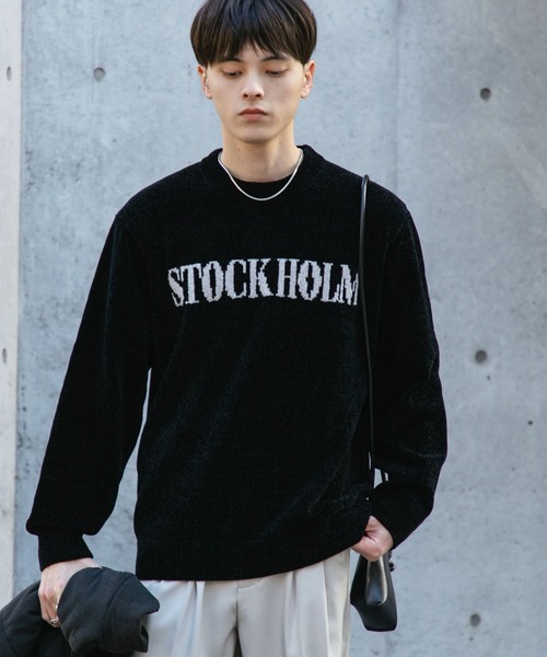 SENSE OF PLACE by URBAN RESEARCH(センスオブプレイスバイアーバンリサーチ)の「モールロゴグラフィックニット(ニット/セーター・メンズ・ブルー/ブラック/ライトベージュ・MEDIUM/LARGE)」の5枚目の写真