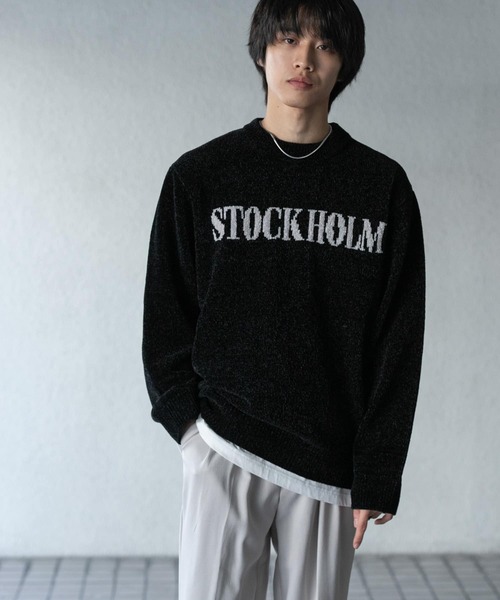 SENSE OF PLACE by URBAN RESEARCH(センスオブプレイスバイアーバンリサーチ)の「モールロゴグラフィックニット(ニット/セーター・メンズ・ブルー/ブラック/ライトベージュ・MEDIUM/LARGE)」の8枚目の写真