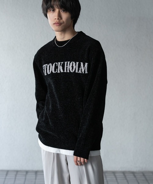 SENSE OF PLACE by URBAN RESEARCH(センスオブプレイスバイアーバンリサーチ)の「モールロゴグラフィックニット(ニット/セーター・メンズ・ブルー/ブラック/ライトベージュ・MEDIUM/LARGE)」の9枚目の写真