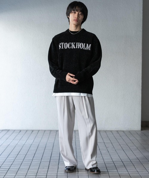 SENSE OF PLACE by URBAN RESEARCH(センスオブプレイスバイアーバンリサーチ)の「モールロゴグラフィックニット(ニット/セーター・メンズ・ブルー/ブラック/ライトベージュ・MEDIUM/LARGE)」の11枚目の写真