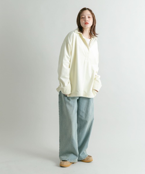 KBF（ケイビーエフ）の「ベロアBIGシャツ（シャツ/ブラウス・レディース・ネイビー/アイボリー・ONE）」の8枚目の写真