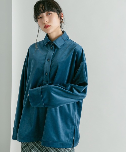 KBF（ケイビーエフ）の「ベロアBIGシャツ（シャツ/ブラウス・レディース・ネイビー/アイボリー・ONE）」の12枚目の写真