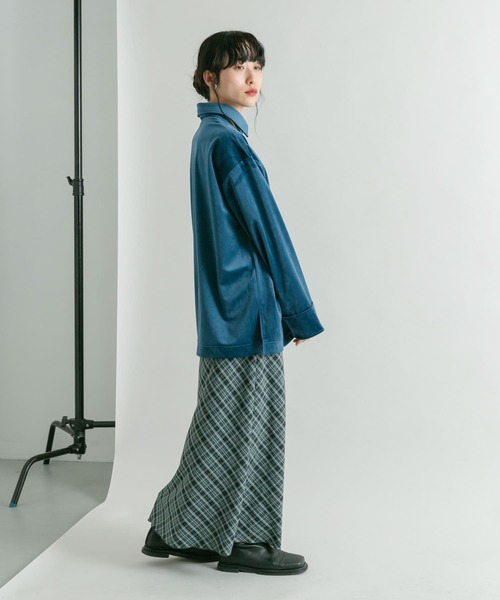 KBF（ケイビーエフ）の「ベロアBIGシャツ（シャツ/ブラウス・レディース・ネイビー/アイボリー・ONE）」の16枚目の写真