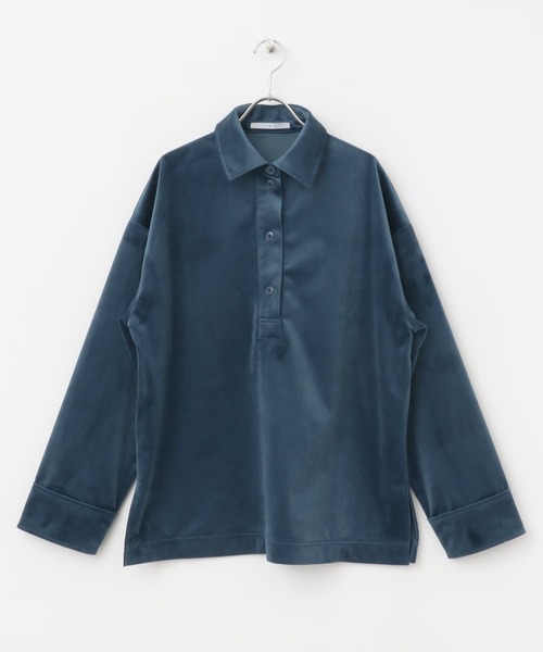 KBF（ケイビーエフ）の「ベロアBIGシャツ（シャツ/ブラウス・レディース・ネイビー/アイボリー・ONE）」の19枚目の写真