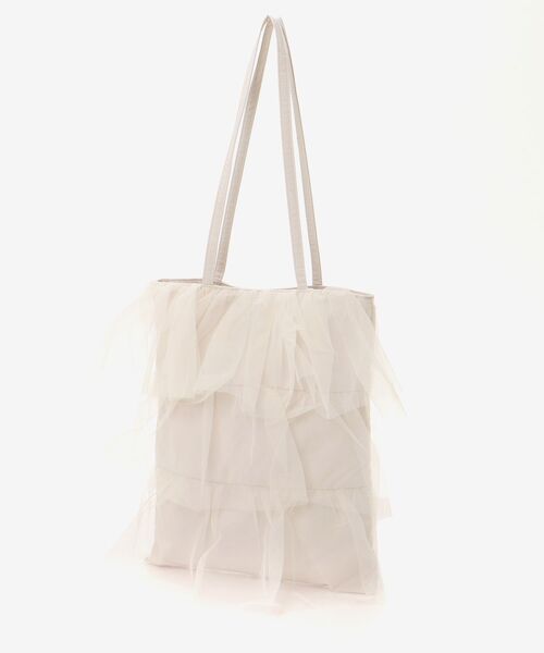 MAJESTIC LEGON（マジェスティックレゴン）の「チュールティアードトート（トートバッグ・レディース・アイボリー/ブラック/ライトグレー・FREE）」の9枚目の写真