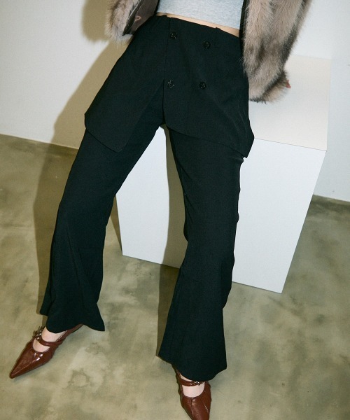 【セール】double button slacks skirt pants / ダブルボタンスラックススカートパンツ（スラックス）｜Clum（クルム）