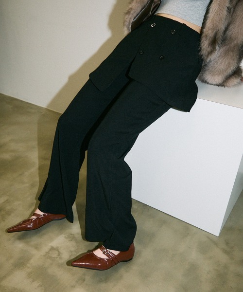 Clum(クルム)の「double button slacks skirt pants / ダブルボタンスラックススカートパンツ(スラックス・レディース・ブラック/グレー・FREE)」の8枚目の写真