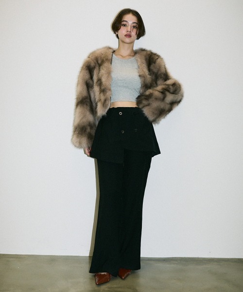 Clum(クルム)の「double button slacks skirt pants / ダブルボタンスラックススカートパンツ(スラックス・レディース・ブラック/グレー・FREE)」の11枚目の写真