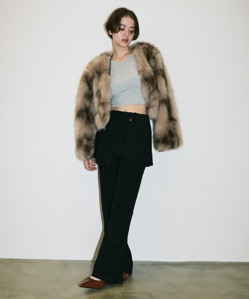 Clum(クルム)の「double button slacks skirt pants / ダブルボタンスラックススカートパンツ(スラックス・レディース・ブラック/グレー・FREE)」の12枚目の写真