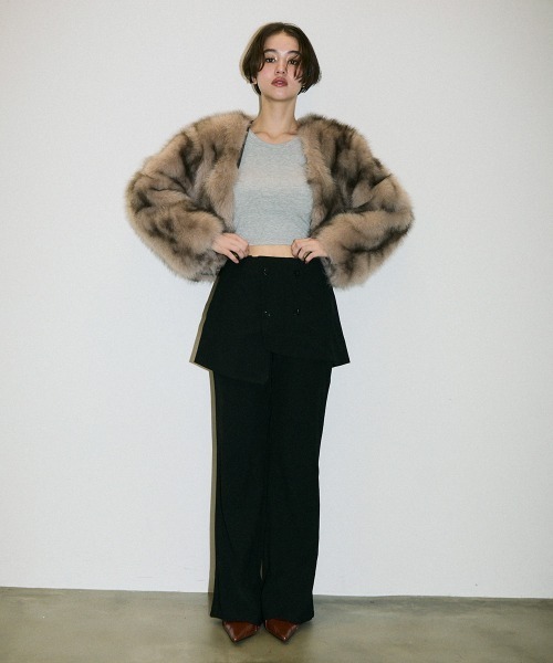 Clum(クルム)の「double button slacks skirt pants / ダブルボタンスラックススカートパンツ(スラックス・レディース・ブラック/グレー・FREE)」の13枚目の写真