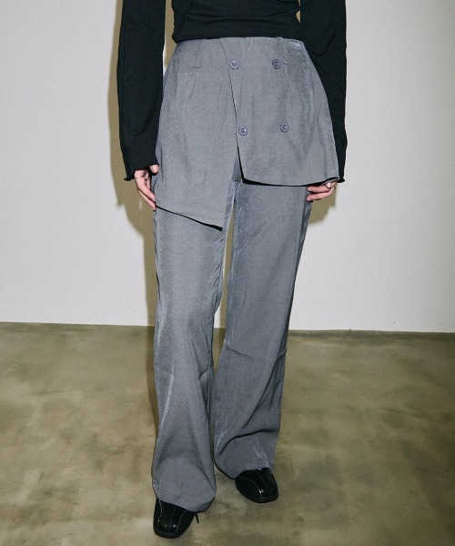 Clum(クルム)の「double button slacks skirt pants / ダブルボタンスラックススカートパンツ(スラックス・レディース・ブラック/グレー・FREE)」の17枚目の写真