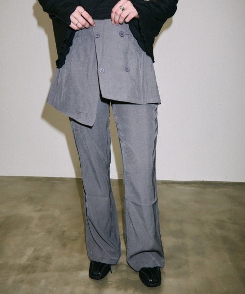 Clum(クルム)の「double button slacks skirt pants / ダブルボタンスラックススカートパンツ(スラックス・レディース・ブラック/グレー・FREE)」の18枚目の写真