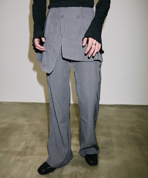 Clum(クルム)の「double button slacks skirt pants / ダブルボタンスラックススカートパンツ(スラックス・レディース・ブラック/グレー・FREE)」の19枚目の写真