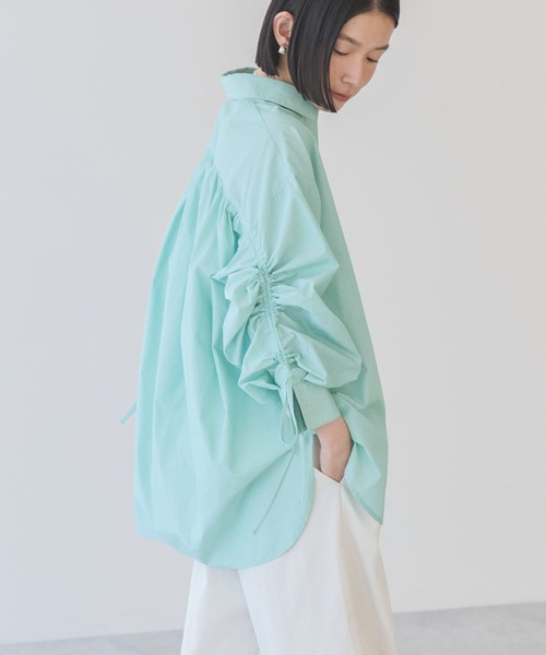 AMERICAN HOLIC(アメリカンホリック)の「イージーケアバックギャザー袖リボンシャツ(シャツ/ブラウス・レディース・グリーン系その他3/サックスブルー系3/ピンク系その他/イエロー系その他2・L/M)」の5枚目の写真