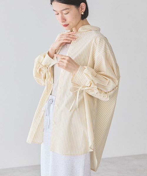 セール】イージーケアバックギャザー袖リボンシャツ（シャツ/ブラウス