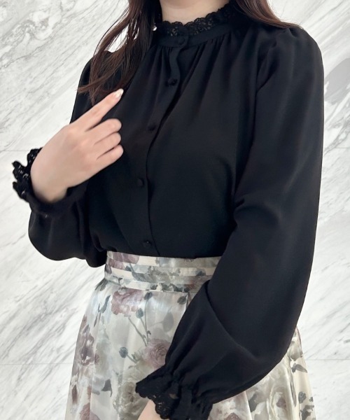 couture brooch（クチュールブローチ）の「【ほろ甘・大人カワイイ】エンブロレース2WAYブラウス（シャツ/ブラウス・レディース・ライトグレー/ピンク/ブラック/アイボリー・42/36/38/40）」の6枚目の写真