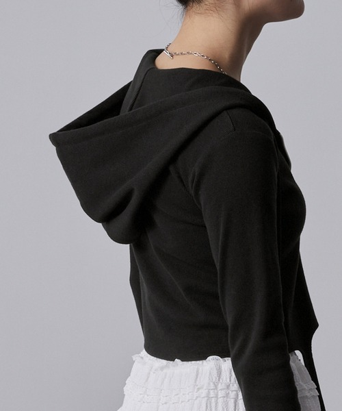 nui nullu（ヌイヌル）の「【nui nullu】ガーターリブダブルジップパーカー（パーカー・レディース・チャコール/レッド/ブラック/グレー・FREE）」の5枚目の写真