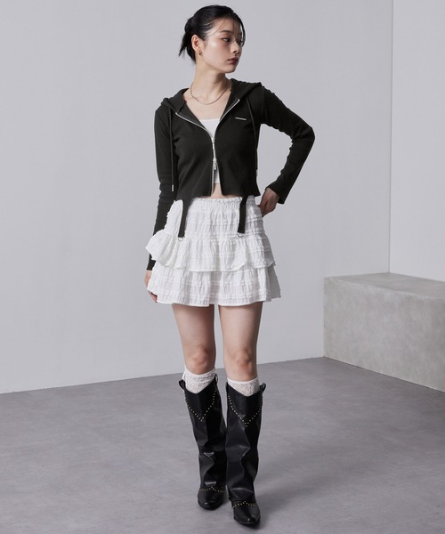 nui nullu（ヌイヌル）の「【nui nullu】ガーターリブダブルジップパーカー（パーカー・レディース・チャコール/レッド/ブラック/グレー・FREE）」の10枚目の写真