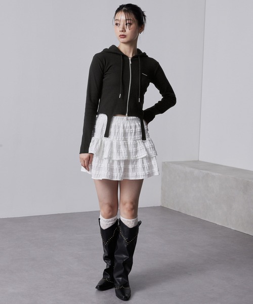 nui nullu（ヌイヌル）の「【nui nullu】ガーターリブダブルジップパーカー（パーカー・レディース・チャコール/レッド/ブラック/グレー・FREE）」の11枚目の写真