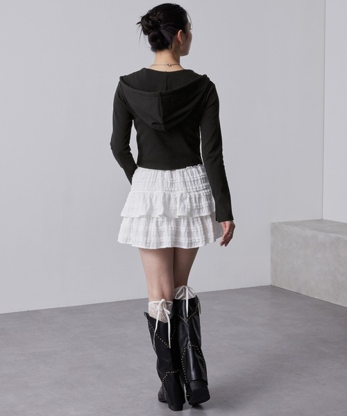 nui nullu（ヌイヌル）の「【nui nullu】ガーターリブダブルジップパーカー（パーカー・レディース・チャコール/レッド/ブラック/グレー・FREE）」の13枚目の写真