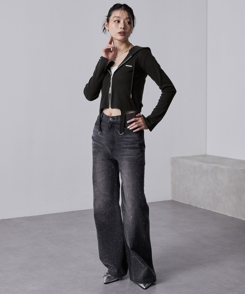 nui nullu（ヌイヌル）の「【nui nullu】ガーターリブダブルジップパーカー（パーカー・レディース・チャコール/レッド/ブラック/グレー・FREE）」の15枚目の写真