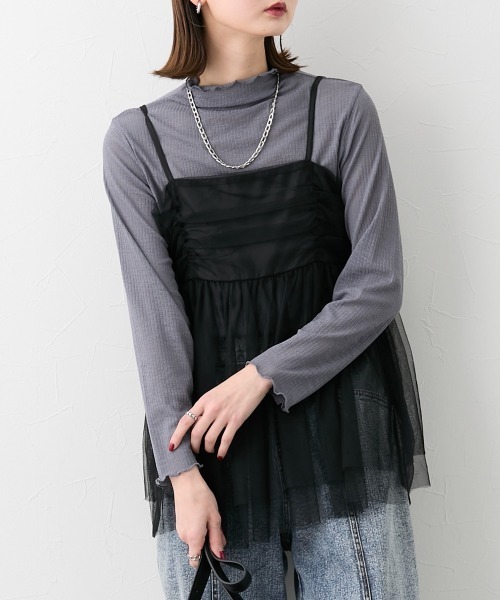 SMILE LAND(スマイルランド)の「<大きいサイズ> 選べるシアープルオーバー(Tシャツ/カットソー・レディース・グレー/ブラック/キナリ/チャコール/ミント/オフホワイト・4L/5L/3L/LL/L)」の4枚目の写真