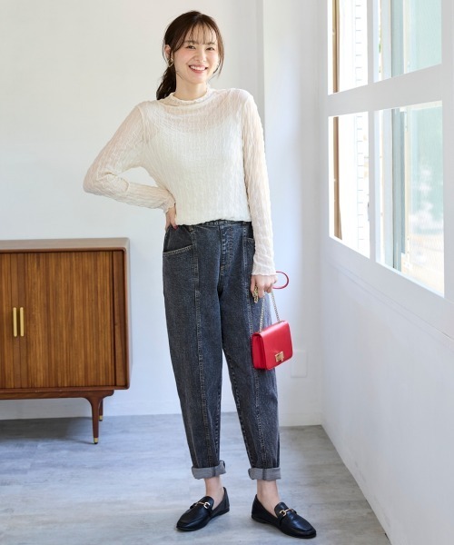 SMILE LAND(スマイルランド)の「<大きいサイズ> 選べるシアープルオーバー(Tシャツ/カットソー・レディース・グレー/ブラック/キナリ/チャコール/ミント/オフホワイト・4L/5L/3L/LL/L)」の14枚目の写真