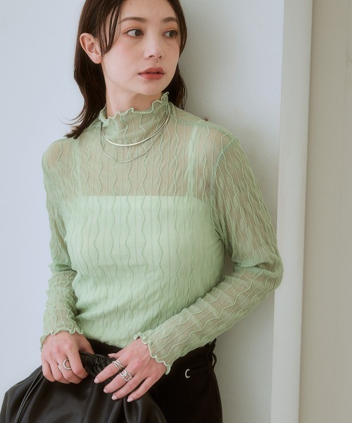 SMILE LAND(スマイルランド)の「<大きいサイズ> 選べるシアープルオーバー(Tシャツ/カットソー・レディース・グレー/ブラック/キナリ/チャコール/ミント/オフホワイト・4L/5L/3L/LL/L)」の15枚目の写真