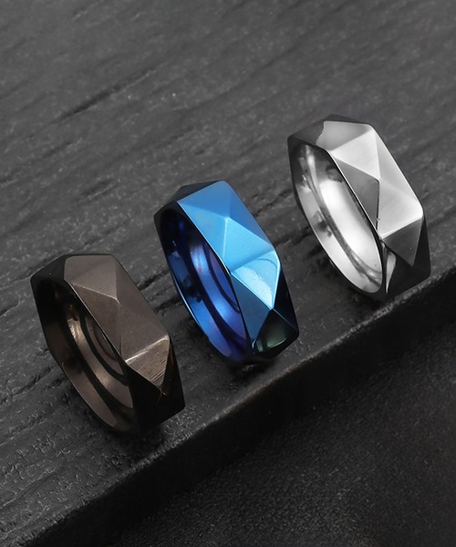 SBG（エスビー）の「SBG 六角形ミラーカットリング（リング・メンズ・ブラック/グレー/ブルー/シルバー・14号/17号/20号/22号）」の5枚目の写真