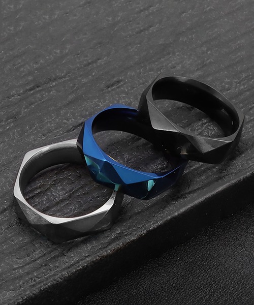 SBG（エスビー）の「SBG 六角形ミラーカットリング（リング・メンズ・ブラック/グレー/ブルー/シルバー・14号/17号/20号/22号）」の6枚目の写真