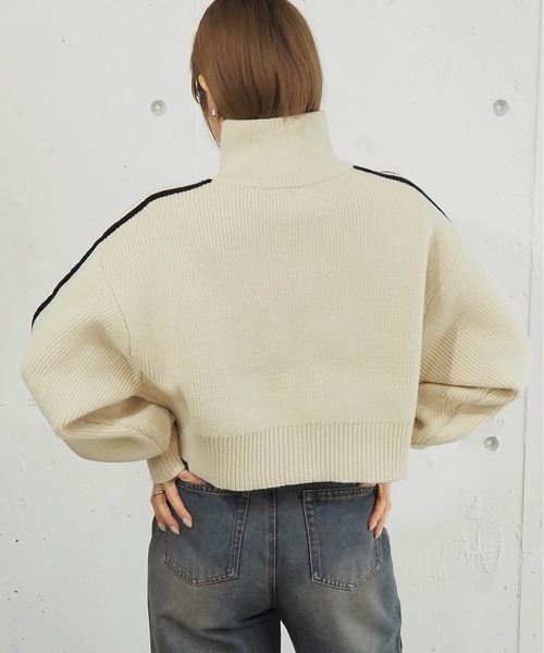 tiptop(ティップトップ)の「【web限定アイテム】袖ライン畦編みジップブルゾン(ニット/セーター・レディース・アイボリー/ブルー/チャコールグレー・FREE)」の5枚目の写真