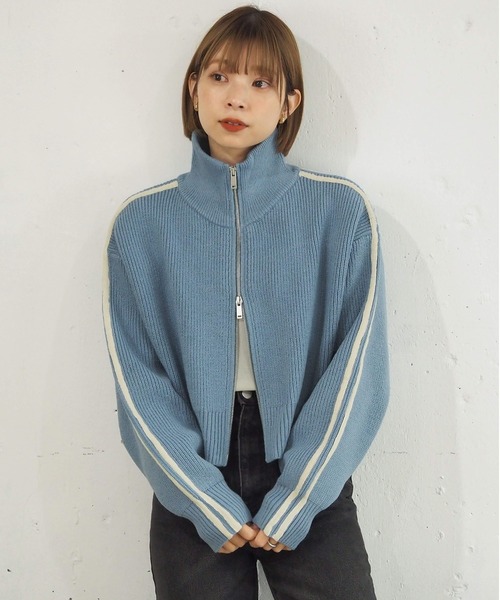 tiptop(ティップトップ)の「【web限定アイテム】袖ライン畦編みジップブルゾン(ニット/セーター・レディース・アイボリー/ブルー/チャコールグレー・FREE)」の22枚目の写真