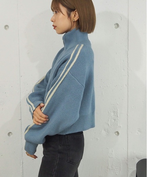 tiptop(ティップトップ)の「【web限定アイテム】袖ライン畦編みジップブルゾン(ニット/セーター・レディース・アイボリー/ブルー/チャコールグレー・FREE)」の20枚目の写真