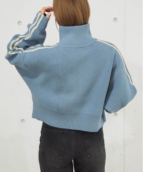 tiptop(ティップトップ)の「【web限定アイテム】袖ライン畦編みジップブルゾン(ニット/セーター・レディース・アイボリー/ブルー/チャコールグレー・FREE)」の18枚目の写真