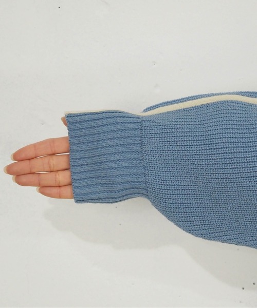 tiptop(ティップトップ)の「【web限定アイテム】袖ライン畦編みジップブルゾン(ニット/セーター・レディース・アイボリー/ブルー/チャコールグレー・FREE)」の13枚目の写真