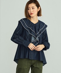 SOMETHING | SOMETHING ビッグフリルデニムブラウス(シャツ/ブラウス)