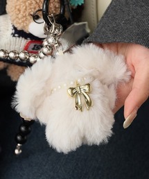 ROOPTOKYO（ループトウキョウ）の「リボン付 ふわふわうさぎぬいぐるみ チャーム キーホルダー バッグチャーム（キーホルダー・レディース）」