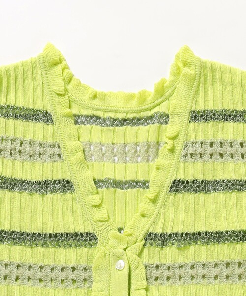 Ray BEAMS（レイビームス）の「ボーダーフリル ベスト（ベスト・レディース・ブラック/ライム・ONE SIZE）」の10枚目の写真