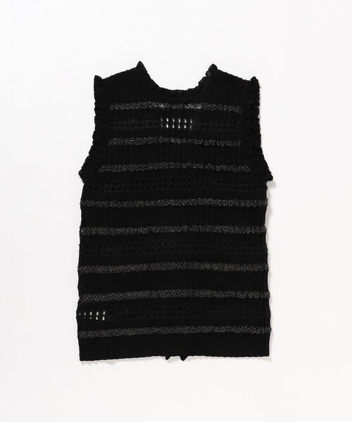 Ray BEAMS（レイビームス）の「ボーダーフリル ベスト（ベスト・レディース・ブラック/ライム・ONE SIZE）」の5枚目の写真